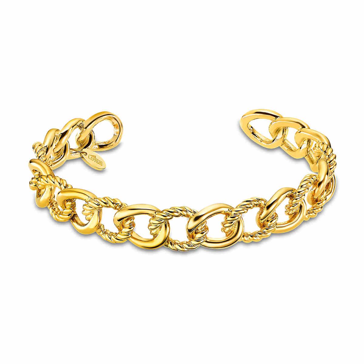 Pulsera rígida dorada con eslabones entrelazados