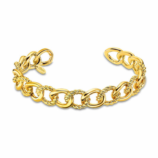 Pulsera rígida dorada con eslabones entrelazados