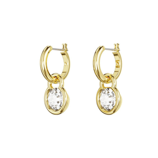 Pendientes aro dorado con diamantes de laboratorio ovalados
